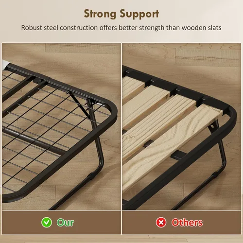 Vista 8 de HOMCOM Cama plegable con colchón para adultos, tamaño individual largo, cama plegable portátil con colchón de espuma de 4 pulgadas y marco de acero