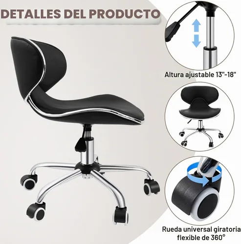 Vista 3 de Geelin 1 silla de pedicura para tecnología de uñas, taburete de pedicura Negro