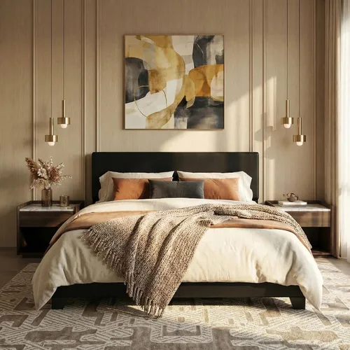 Vista 10 de SHA CERLIN Base de cama tamaño King con cabecera ajustable, plataforma tapizada de piel sintética con listones de madera, base de colchón estable