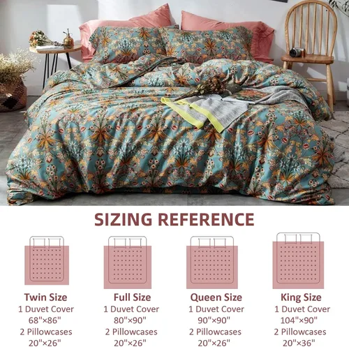 Vista 5 de EAVD Funda de Edredón Floral de Estilo Vintage Individual Suave 100% Algodón Juego de Ropa de Cama con Flores para Niñas Mujeres Reversible Elegante