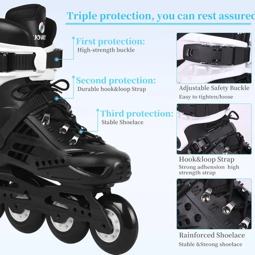 Vista 3 de Patines en línea para mujeres y hombres, patines en línea para adultos, rodamientos de acero al carbono ABEC-7, ruedas de poliuretano 85A de 0.157 x