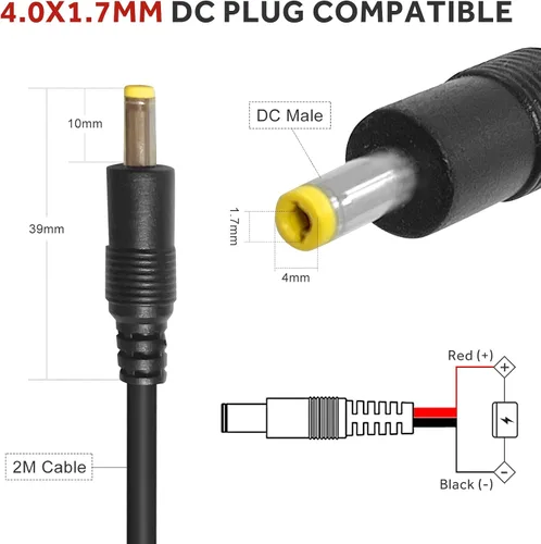 Vista 3 de Cable de alimentación para cámara Trail de 79 pulgadas: enchufe de CC de 0.157x0.067 in, cable de alimentación externo, compatible con cámaras