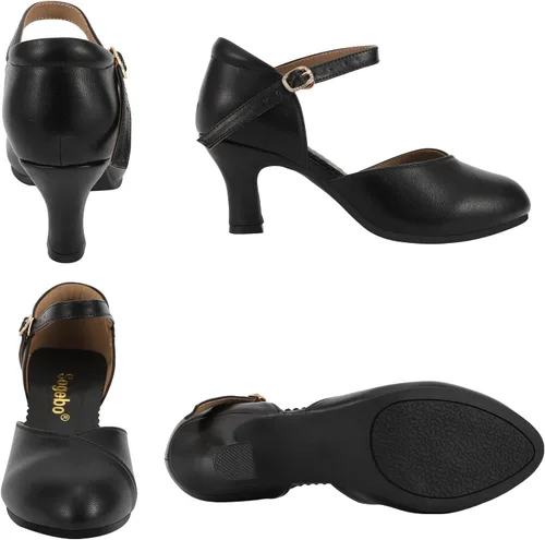Vista 3 de Tacones con correa de tobillo para sala de baile, salsa latina, zapatos de baile para mujer