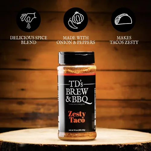 Vista 6 de TD's Brew & BBQ Zesty Taco Rub & Seasoning - BBQ Rub - Condimento para tacos - Estilo suroeste