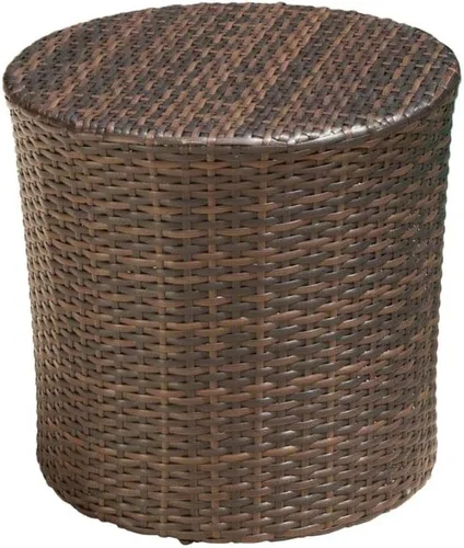 Vista 4 de Christopher Knight Home Keaton - Mesa auxiliar de mimbre con barril, multicolor y Suncast de 33 galones, lata escondida de resina para exteriores