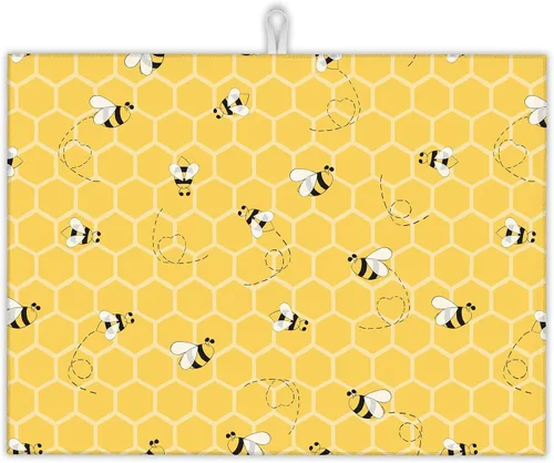 Vista 20 de Tapete de secado de platos de dalia blanca y negra para decoración de encimera de cocina, almohadilla geométrica para secado de platos, microfibra
