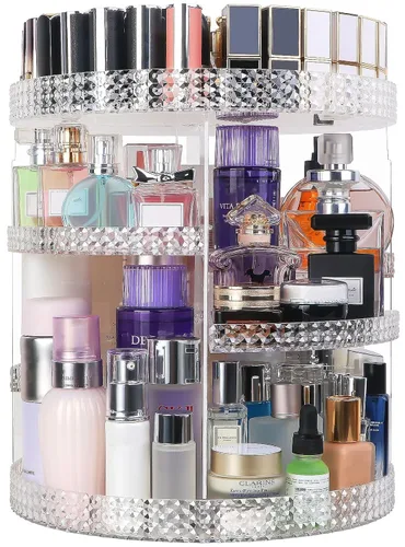 Vista 15 de Organizador de maquillaje giratorio de 360 grados para tocador, organizador de belleza de capacidad extra grande, organizador de perfume DIY