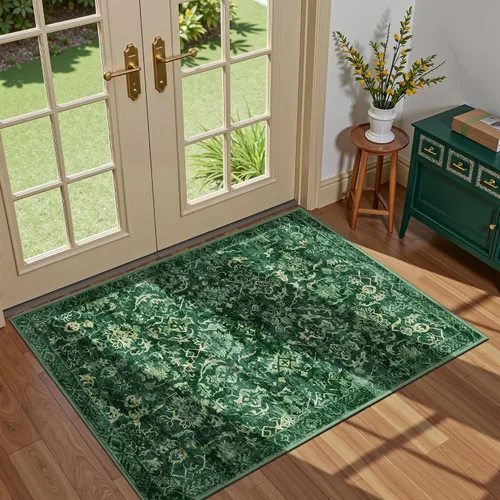 Vista 20 de Alfombra de área pequeña de 2 x 3 pulgadas, color beige, para entrada, baño, cocina, antideslizante, de pelo bajo, lavable, moderna alfombra bohemia