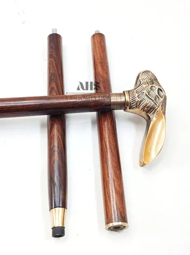 Vista 6 de Mango de cabeza de conejo con acabado antiguo de bronce, bastón hecho a mano, de madera, regalo para hombres y mujeres
