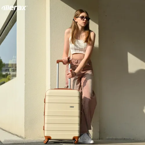 Vista 2 de Merax 3 piezas expandible Abs Hardshell Equipaje Sets Spinner Wheel Maleta TSA Lock Suit Case, Marfil marrón, Merax 3 piezas expandible Abs