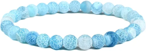 Vista 24 de Justinstones Gem - Pulsera elástica de cuentas redondas de 6 mm de piedras semipreciosas, unisex, 16.5 cm Ojo de tigre azul dorado AA