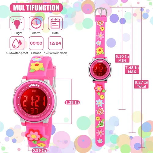 Vista 7 de Kids Watch 3D Cartoon Toddler Wrist Digital Watch Waterproof 7 Color Lights with Alarm Stopwatch for 3-10 Year Boys Girls Little Child