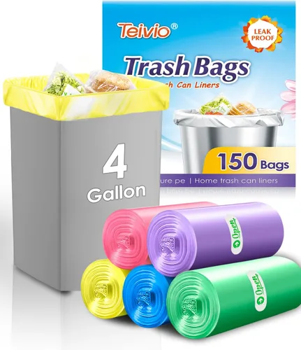 Vista 8 de Teivio Bolsas de basura medianas con lazo superior, 8 galones, 120