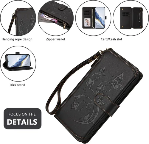 Vista 2 de Funda compatible con Tecno Spark Go 1 4G / Spark Go (2025), compatible con Tecno Pop 9 4G de doble ranura magnética a presión, funda para teléfono
