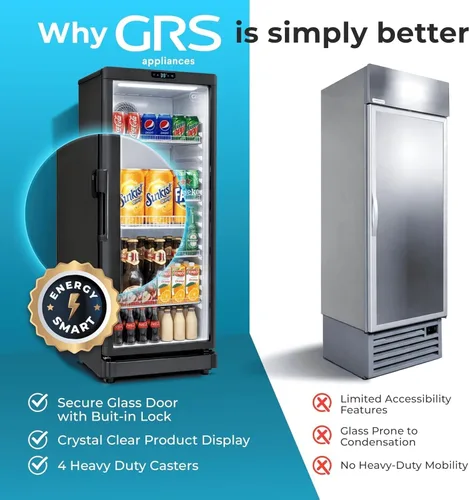 Vista 4 de GRS Refrigerador comercial con cerradura de puerta de vidrio Flujo de aire fresco y temperatura Refrigerador de bebidas, enfriador de bebidas