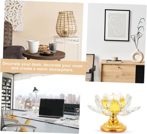 Vista 6 de Candelabro de loto de cristal, decoración de terrario, vela de pilar, decoración de vidrio, portavelas votivo, portavelas zen, candelabro decorativo