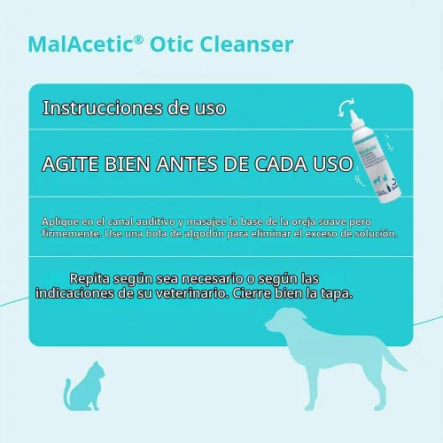 Vista 4 de Malacetic Limpiador ótico para perros y gatos, 8 fl oz