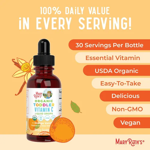 Vista 7 de MaryRuth Organics Gotas de vitamina C para niños pequeños Gotas líquidas orgánicas de vitamina C USDA para niños pequeños Edades de 1 a 3 años