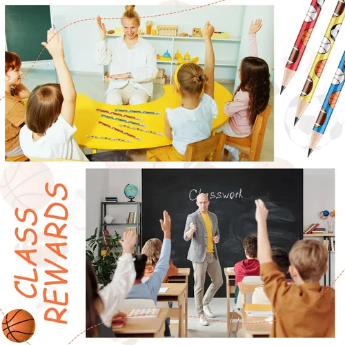 Vista 7 de 48 lápices deportivos con borrador para niños – Béisbol, fútbol, baloncesto, balón de fútbol, deportes temáticos para profesores, suministros