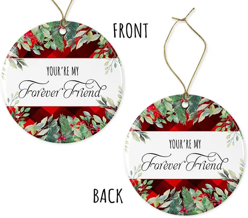 Vista 3 de KrysDesigns Adorno de Navidad para mejores amigos, regalo de amistad para siempre, regalo de hermanas del alma, decoración navideña de cerámica