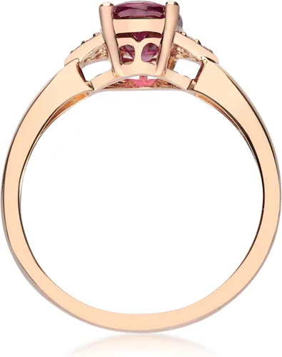 Vista 3 de Gin & Grace Anillo de diamantes de granate natural rosa púrpura de 10 quilates (I1) con joyería de trabajo diario para mujeres, regalos para ella