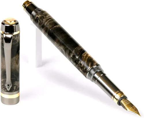 Vista 27 de Lanier Pens Pluma estilográfica Elite - Gun Metal - Negro y Blanco Ébano