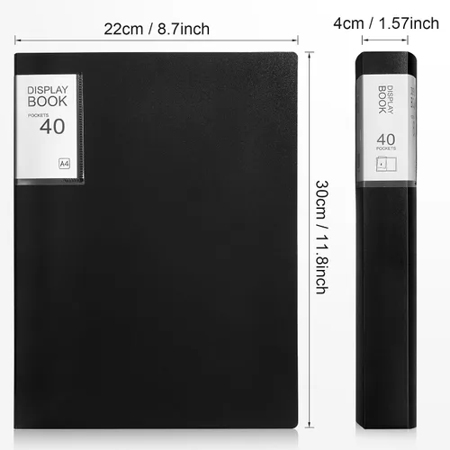 Vista 2 de Marspark - Carpeta de 4 piezas con fundas de plástico grande de 8.5" x 11", libro de presentación de 40 bolsillos con 80 páginas, carpeta