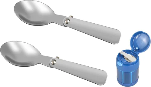 Vista 6 de Cuchara de repuesto compatible con Thermos Funtainer Tarro de comida de 10 onzas, cuchara de acero inoxidable, apta para lavavajillas (2 tenedores)