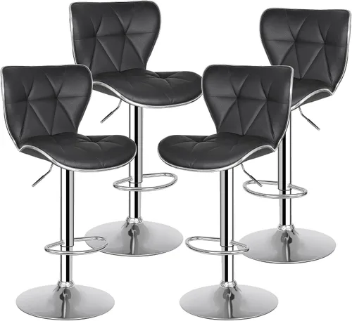 Vista 9 de Nova Microdermabrasion Taburetes de bar ajustables giratorios modernos de piel sintética para isla de cocina, taburete de bar con respaldo
