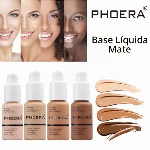 Vista 3 de PHOERA - Base de maquillaje líquida mate suave y impecable para mujeres. (porcelana #101)