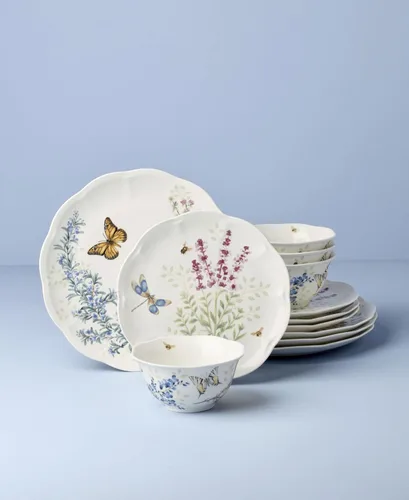 Vista 2 de Lenox 897792 Butterfly Meadow Herbs - Juego de vajilla de 12 piezas