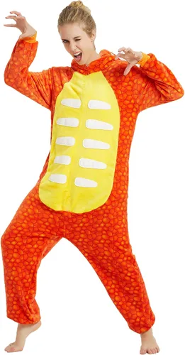 Vista 3 de Pijama de una pieza para adultos, disfraz de dinosaurio, para mujer