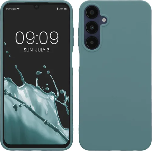 Vista 157 de kwmobile Funda compatible con Samsung Galaxy A12 - Funda protectora de silicona TPU suave y delgada - Azul Báltico