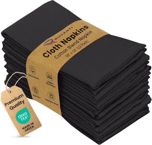 Vista 44 de Ruvanti - Juego de 4 servilletas de tela de 45x45 centímetros, lavables, suaves, duraderas, absorbentes, mezcla de algodón. Servilletas de mesa