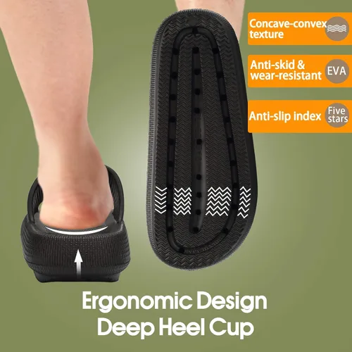 Vista 6 de EQUICK Pantuflas de almohada Cloud Slides para mujeres y hombres, pantuflas de ducha y de baño, ultrasuaves, suela gruesa acolchada