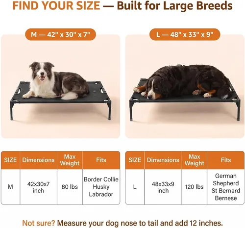 Vista 2 de Petsfit Cama elevada para perros grandes – Barra de tensión antideslizante patentada, cuna elevada para perros al aire libre/campamento