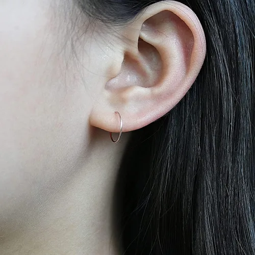 Vista 136 de Small Gold or Sterling Silver Huggie Hoop Earrings for Women Cartilage Nose Helix Tragus