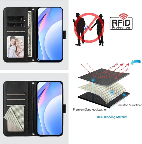Vista 6 de Funda de cuero compatible con Moto E22i 4G, bonita funda de piel de panda con soporte para tarjetas, correa de muñeca, a prueba de golpes, para Moto