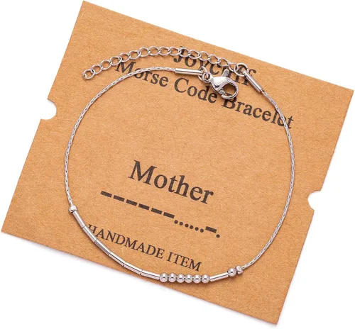 Vista 173 de JoycuFF Pulseras inspiradoras de código morse para mujeres, cuentas de plata, joyería con mantra de motivación, regalos para ella