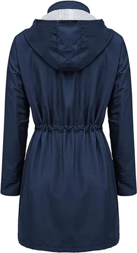 Vista 2 de Arthas - Chaqueta ligera de lluvia para mujer, impermeable, para exteriores, con capucha, ligera, talla grande, para niñas.
