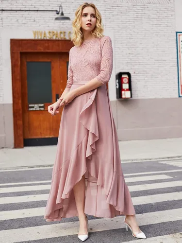 Vista 3 de Miusol Vestido Maxi Elegante de Dama de Honor con Volantes de Encaje Floral para Mujer