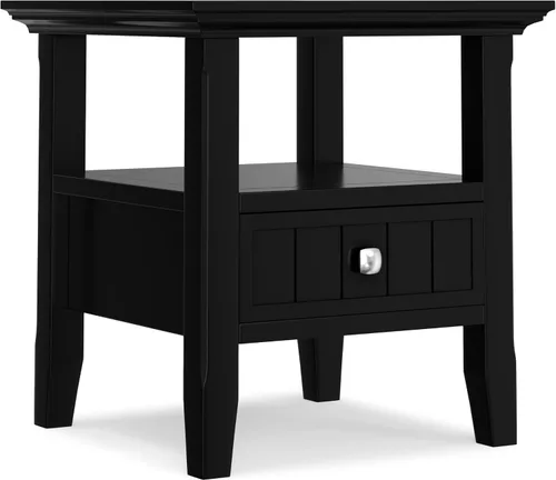 Vista 18 de SIMPLIHOME Acadian Mesa auxiliar estrecha – Mesa auxiliar rectangular de madera maciza de 14 pulgadas de ancho con 2 estantes abiertos en negro