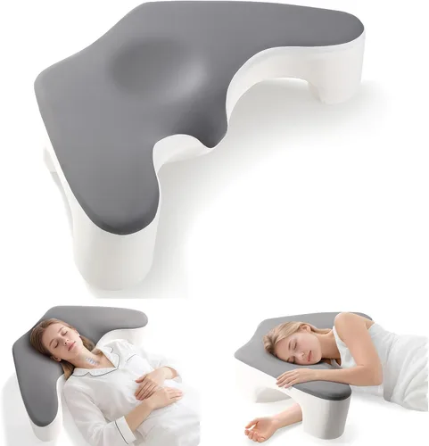 Vista 9 de Almohada para dormir de lado para aliviar el dolor de hombro, almohada de espuma viscoelástica con diseño de orificio para el brazo y soporte