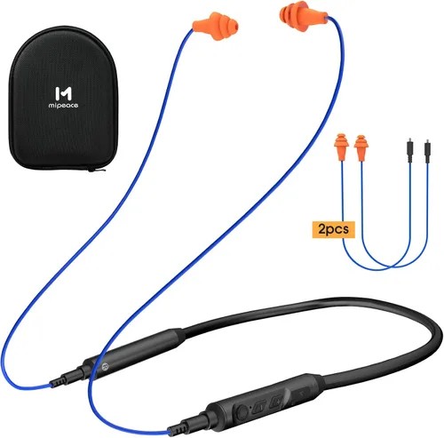 Vista 8 de MIPEACE Auriculares Bluetooth con banda para el cuello, protección para los oídos, auriculares de trabajo con reducción de ruido de 29 db