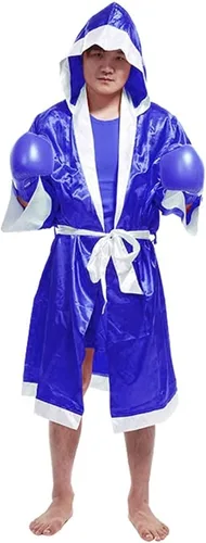 Vista 4 de MMA - Bata de boxeo con capucha para hombre, bata de algodón ligera para boxeo tailandés