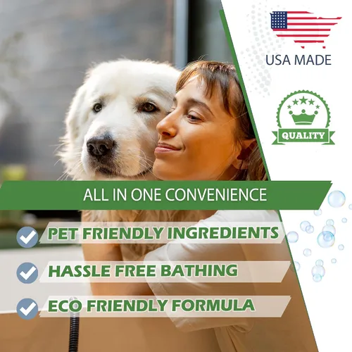 Vista 2 de GreenFist Champú acondicionador para mascotas para el cuidado de perros y gatos, limpieza intensa, potencia de piel suave, fabricado en Estados