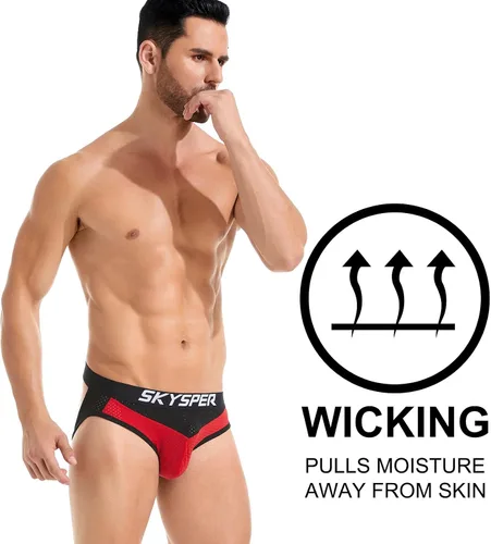 Vista 37 de SKYSPER Jock Strap Athletic Supporter para hombres Sexy Jockstrap Ropa interior masculina