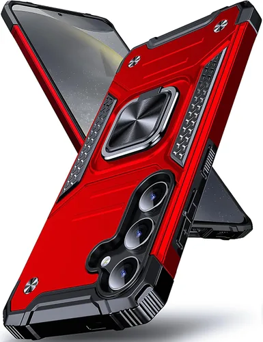 Vista 32 de DASFOND Diseñada para funda Galaxy S8 con soporte, anillo metálico giratorio mejorado de 360°, soporte kickstand de grado militar, resistente a