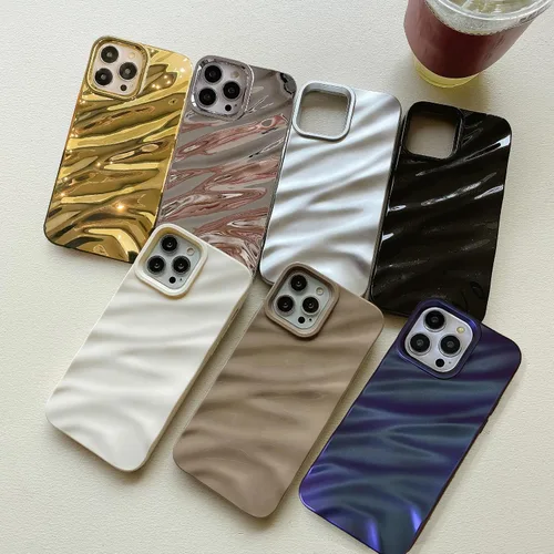 Vista 7 de QLTYPRI Funda compatible con iPhone 11, bonita funda con patrón de ondas de agua para niñas y mujeres, delgada, satinada, brillante, suave, de Beige
