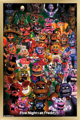 Vista 15 de Trends International Five Nights at Freddy's - Póster de pared Ultimate Group, 14.725 x 22.375 pulgadas, versión enmarcada de madera de granero